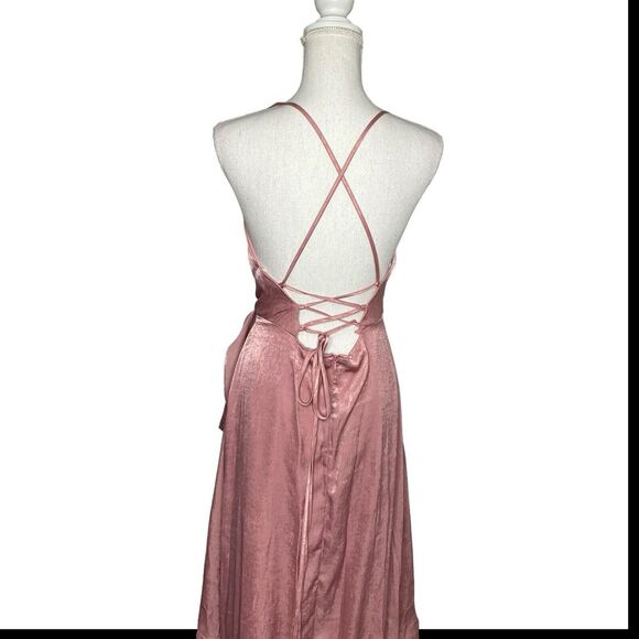 Lulu's In Love‎ Forever Lace Up High Low Maxi Dress in Blush Pink - Size M - Picture 12 of 16
